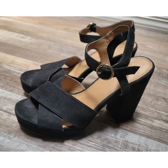 ASOS Womens 6 Black Suede Leather Ankle Strap Heel - Picture 5 of 8